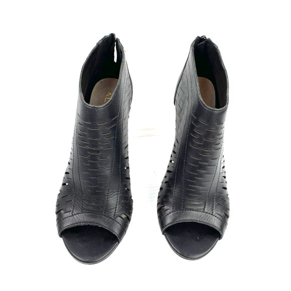 ALDO Dwaima‎ Black Leather Peep Toe Stiletto Booties - Picture 6 of 11